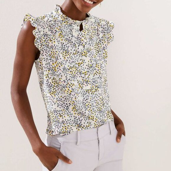 LOFT Tops - LOFT Garden Ruffle Henley Shell Blouse